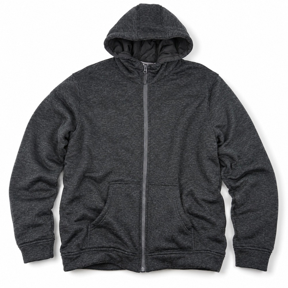 Mountain Warehouse Mens XL Full Zip Padded Hoodie Charcoal Gray Marl Jacket